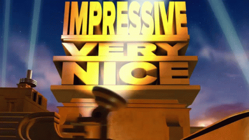 A Sign That Says Impressive Very Nice In Gold GIF
