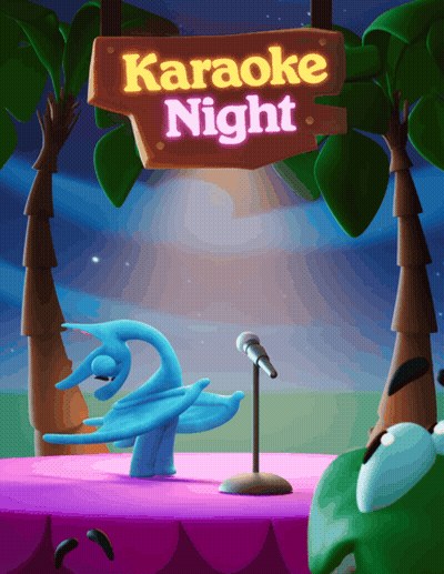 A Sign That Says Karaoke Night Is Above A Microphone GIF
