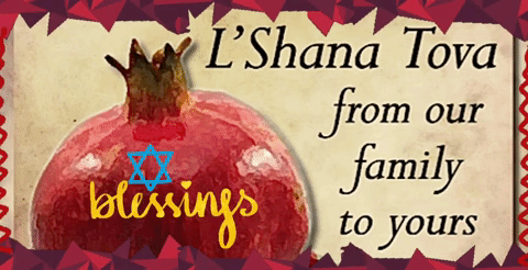 A Sign That Says ' L'shana Tova From Our Family To Yours ' GIF