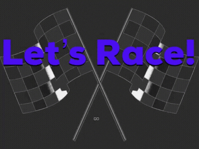 A Sign That Says Let 'S Race With Checkered Flags And The Number 30 GIF