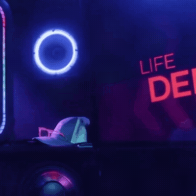 A Sign That Says ' Life Depl ' On It In Red GIF