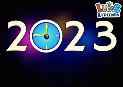 A Sign That Says Lucas & Friends Says Happy New Year GIF