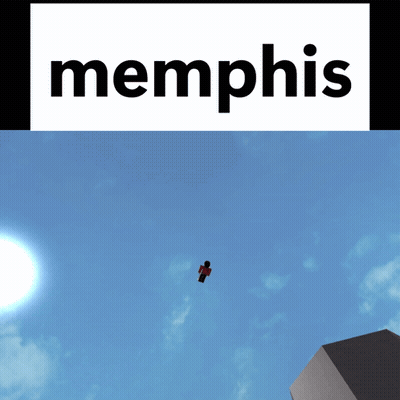 A Sign That Says Memphis On It And A Picture Of A Person In The Sky GIF