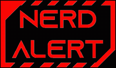 A Sign That Says Nerd Alert In Red And Orange GIF