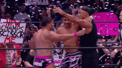 A Sign That Says New Champs Scissor Me GIF