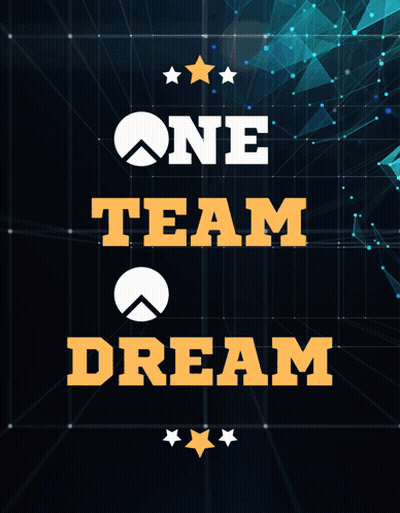 A Sign That Says One Team One Dream On It GIF