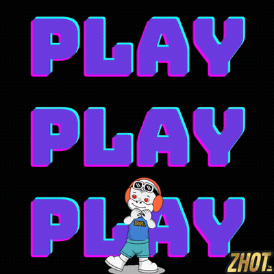 A Sign That Says Play Play Play With A Cartoon Character GIF
