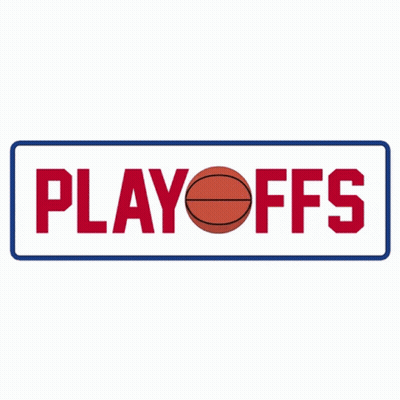 A Sign That Says Playoffs On It With A Basketball GIF