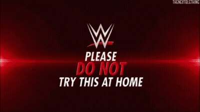 A Sign That Says Please Do Not Try This At Home On A Red Background GIF
