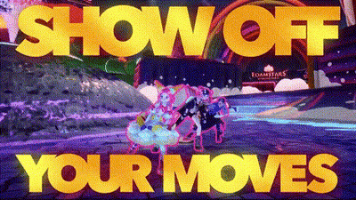 A Sign That Says Show Off Your Moves In Yellow GIF