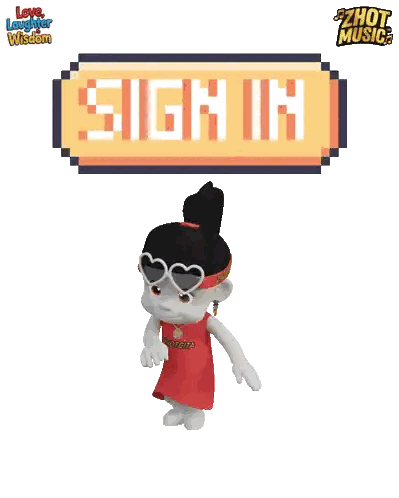 A Sign That Says Sign In On It With A Cartoon Character Sticker