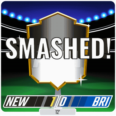 A Sign That Says Smashed With A Shield In The Middle GIF