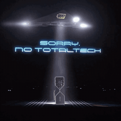 A Sign That Says Sorry No Totaltech In The Dark GIF