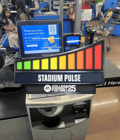 A Sign That Says Stadium Pulse On Top Of A Machine GIF