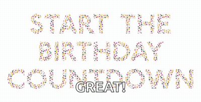 A Sign That Says " Start The Birthday Countdown Great " Made Out Of Sprinkles GIF