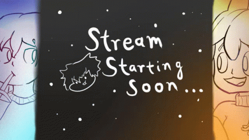 A Sign That Says Stream Starting Soon With A Drawing Of A Cat GIF