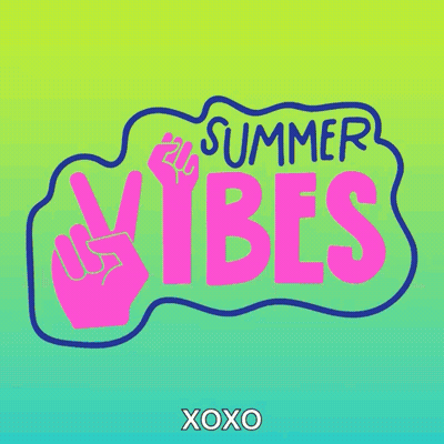 A Sign That Says " Summer Vibes " With A Peace Sign GIF