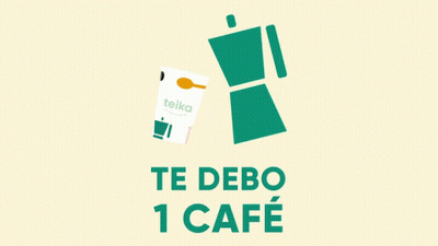 A Sign That Says Te Debo 1 Cafe With A Coffee Maker And A Cup GIF