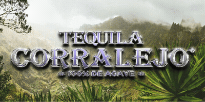 A Sign That Says Tequila Corralejo With A Mountain In The Background GIF