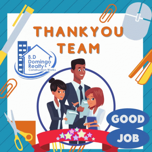 A Sign That Says Thank You Team And Good Job GIF