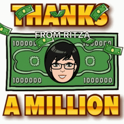 A Sign That Says Thanks From Ritza A Million With A Picture Of A Woman On It GIF