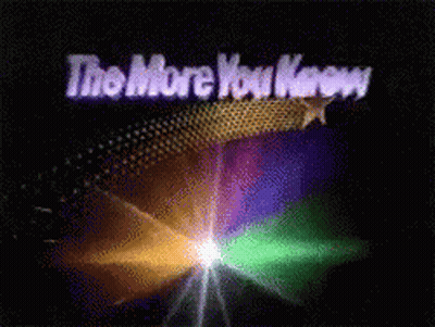 A Sign That Says " The More You Know " With A Star In The Background GIF