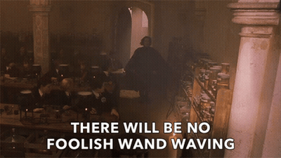 A Sign That Says There Will Be No Foolish Wand Waving In A Dark Room GIF