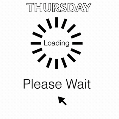 A Sign That Says Thursday Please Wait GIF