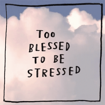 A Sign That Says Too Blessed To Be Stressed On It GIF