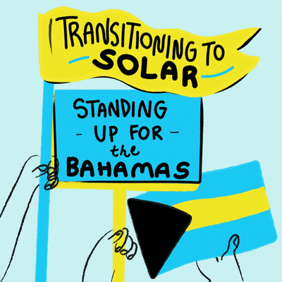 A Sign That Says ' Transitioning To Solar Standing Up For The Bahamas ' On It GIF