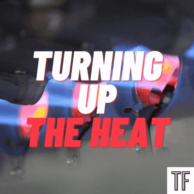 A Sign That Says Turning Up The Heat With A Car In The Background GIF