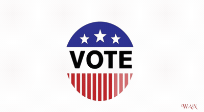 A Sign That Says Vote In A Circle With Stars On It GIF