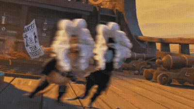 A Sign That Says ' Wanted ' On It Is Hanging From A Pirate Ship GIF