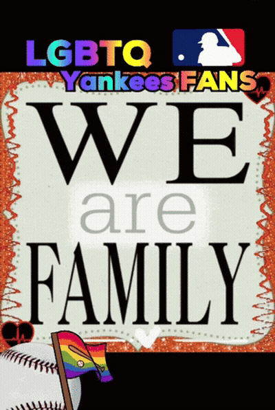 A Sign That Says We Are Family With A Baseball GIF