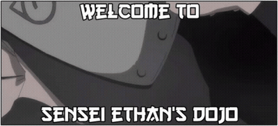 A Sign That Says Welcome To Sensei Ethan 'S Dojo On It GIF