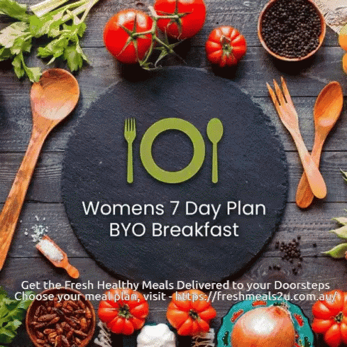 A Sign That Says Women 'S 7 Day Plan Byo Breakfast On It GIF