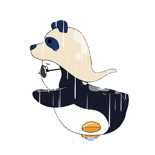 A Silhouette Of A Bear In The Rain With A Puddle Of Water Sticker