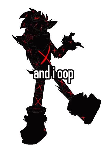 A Silhouette Of A Cartoon Character With The Words Andi Oop Written On The Bottom Sticker
