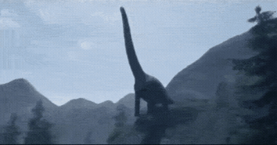 A Silhouette Of A Dinosaur With A Long Neck GIF