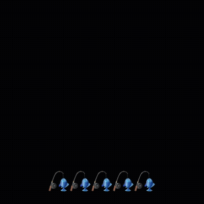 A Silhouette Of A Fish With Fishing Rods Attached To It 'S Mouth . GIF