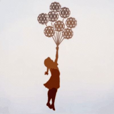 A Silhouette Of A Girl Holding A Bunch Of Balls GIF
