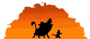 A Silhouette Of A Lion , A Warthog And A Monkey Standing In Front Of A Sunset Sticker