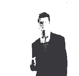A Silhouette Of A Man Holding A Microphone Sticker