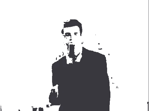 A Silhouette Of A Man In A Suit With The Letter E On His Chest Sticker