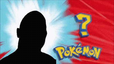 A Silhouette Of A Man Is Standing In Front Of A Pokemon Logo GIF