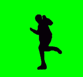 A Silhouette Of A Man Jumping On A Green Screen . GIF