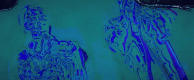A Silhouette Of A Man Standing In Front Of A Microphone On A Red And Yellow Background . GIF
