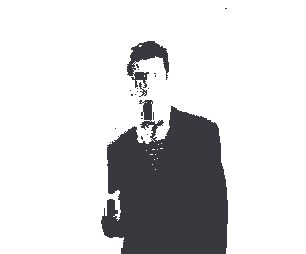 A Silhouette Of A Man With A Beard And A Black Jacket Sticker
