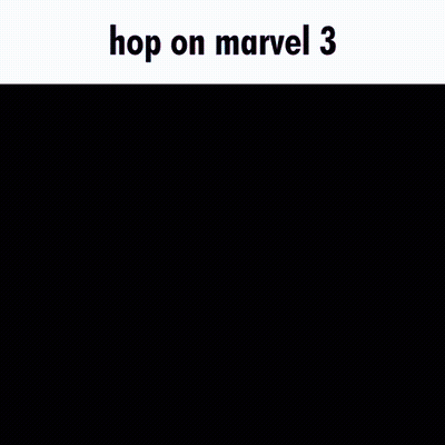 A Silhouette Of A Man With The Words Hop On Marvel 3 Below Him GIF
