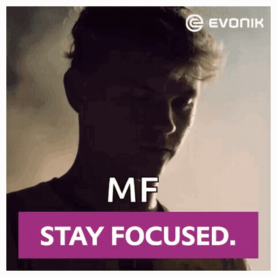 A Silhouette Of A Man With The Words `` Mf Stay Focused '' Written On It . GIF